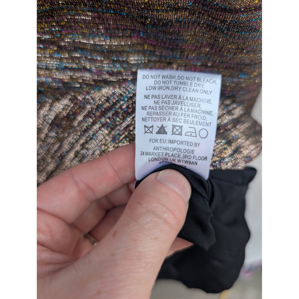 Hutch Anthropologie Metallic Rainbow V-Neck Flutter Sleeve Cocktail Dress 10 - Picture 7 of 10